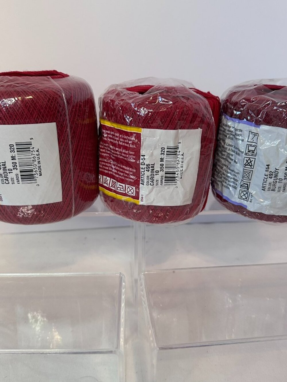 Vintage Crochet Thread, Size 10 Burgundy 492 Cardinal Red 496